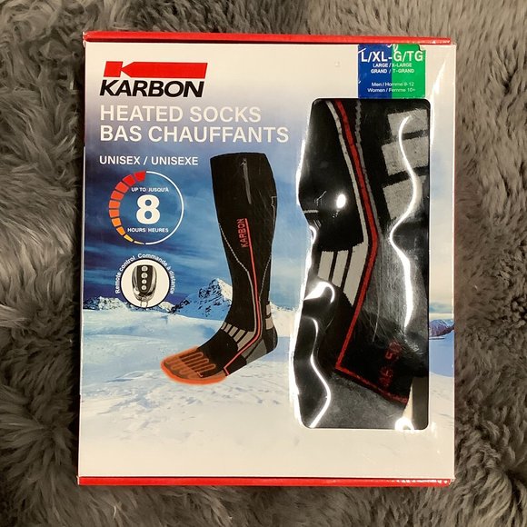 Karbon Underwear & Socks Karbon Unisex Heated Socks Black Grey And